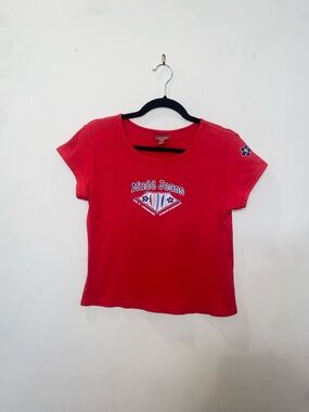 Y2K Mudd Jeans Red Short-Sleeve Surfer Baby Tee